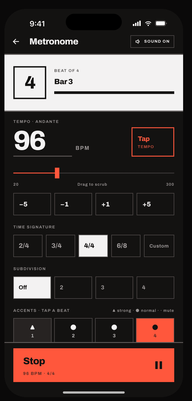 Metronome screen